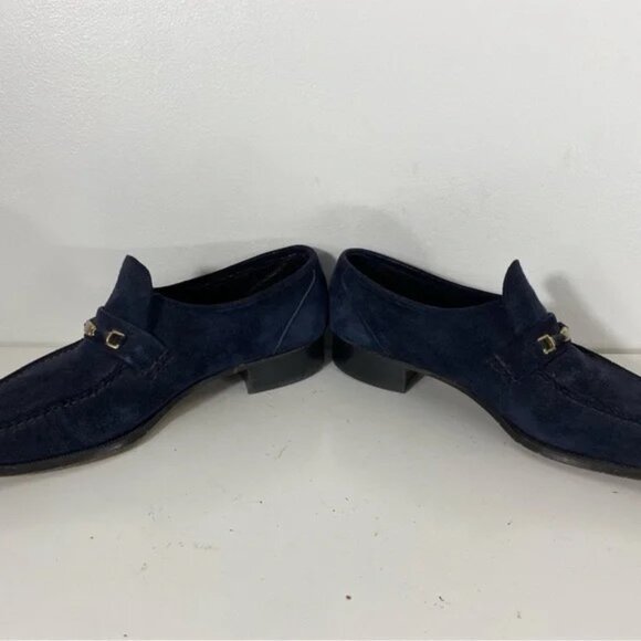 Florsheim Mens Size 10.5 D Blue Suede Horse Bit Loafer Slip On Dress Shoes - Picture 3 of 4